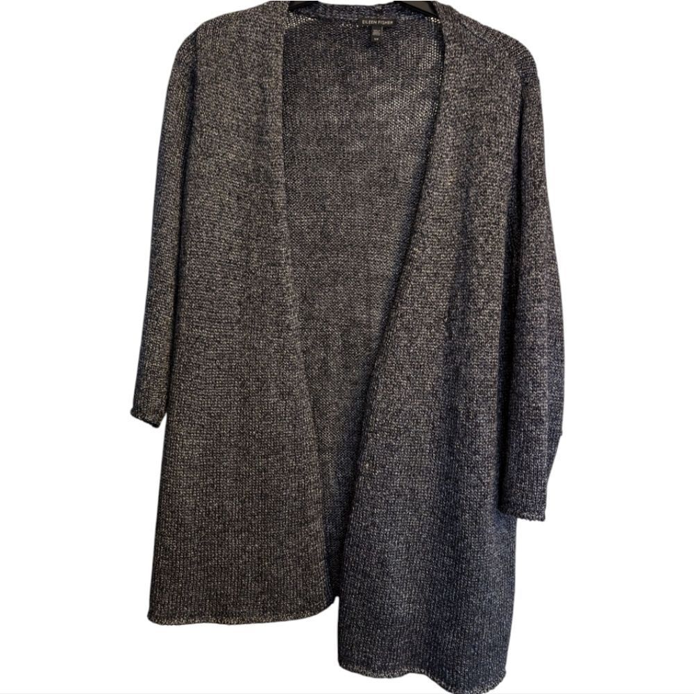 Eileen Fisher linen metallic thread cardigan size small medium